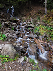 Waterfall at the carpatian mountains green forest