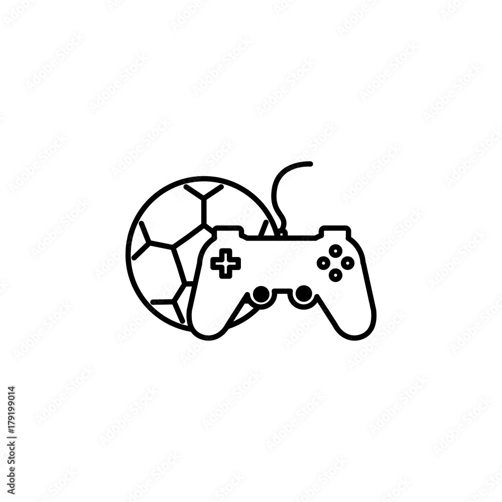 Poster video game ball and gamepad icon. simple line games icon. can be used as web element, playing design