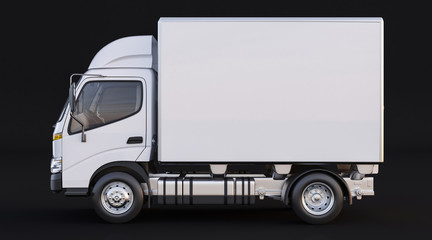 Side View of Delivery Truck on Black Background