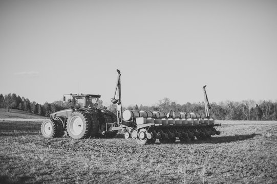 Integral Planting Tractor On an Open Field