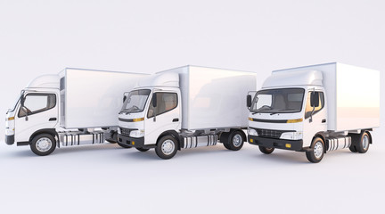 Commercial Trucks on White Background