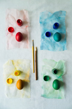 Red, Yellow, Blue, Green Easter eggs