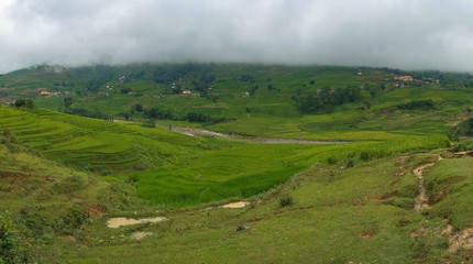 Fototapeta na wymiar Panorama landscape of Vietnam countryside
