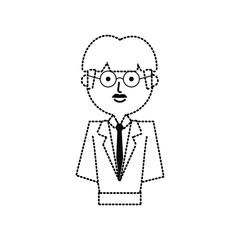 flat line  uncolored teacher man sticker  over white background  vector illustration