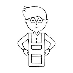 flat line  uncolored teacher man sticker  over white background  vector illustration