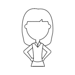 flat line  uncolored  teacher woman  sticker over  white background  vector illustration