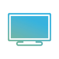 flat line colored television screen  over white background  vector illustration