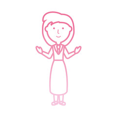 flat line  colored  teacher woman over  white background  vector illustration