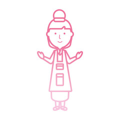 flat line  colored  teacher woman over  white background  vector illustration