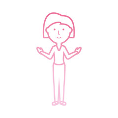 flat line  colored  teacher woman over  white background  vector illustration