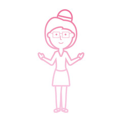 flat line  colored  teacher woman over  white background  vector illustration