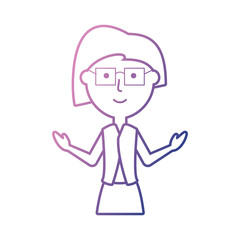 flat line  colored  teacher woman over  white background  vector illustration