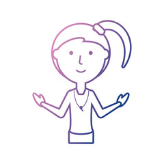 flat line  colored  teacher woman over  white background  vector illustration