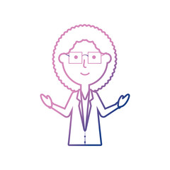 flat line  colored  teacher woman over  white background  vector illustration