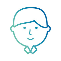 flat line colored man face over white background  vector illustration