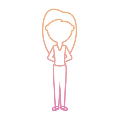 flat line  colored  teacher woman over  white background  vector illustration