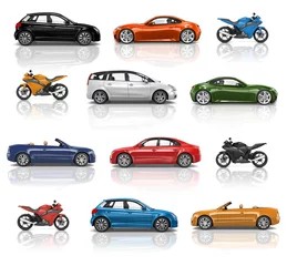 Foto op Canvas Illustration collection of cars and motorbikes © Rawpixel.com
