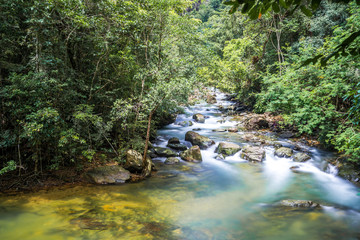 Long exposure picture for waterfall, blurred motion of water (Koh Chang, Thailand)