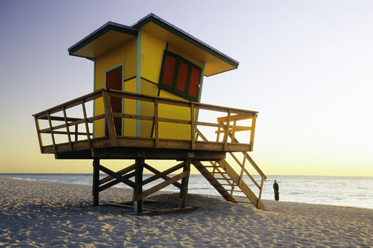 Lifeguard hut in art deco style, South Beach, Miami Beach, Miami