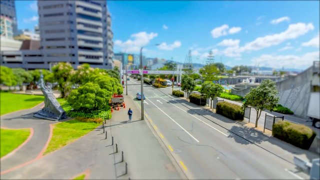 Traffic Tilt Shift Time Lapse, No Recognizable Faces Or Trademarks 