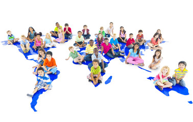 Fototapeta premium Group of diverse kids studio portrait