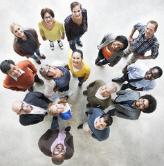 Blurred vision of diverse people