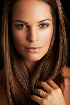 pretty woman looking down