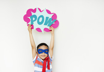 Superhero boy with a soundeffect