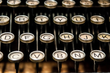 Antique typewriter with round keys