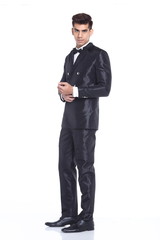 Figure, Business Man Stand in dark Blue Black Suit