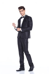 Figure, Business Man Stand in dark Blue Black Suit