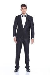 Figure, Business Man Stand in dark Blue Black Suit