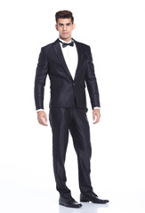 Figure, Business Man Stand in dark Blue Black Suit