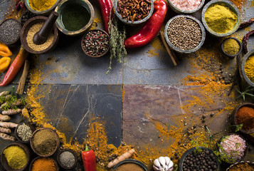 Frame, colorful spices 