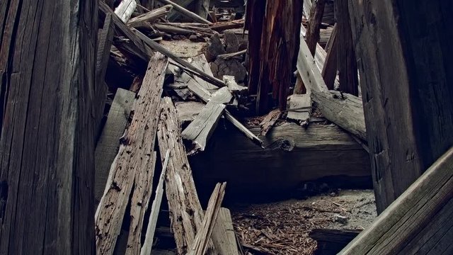 Ghost town gold mine Oregon Old abandoned wooden mining shack interior 2