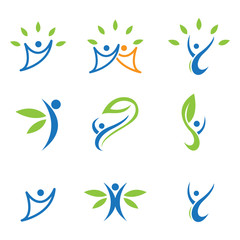 Fototapeta premium helathy people leaf life logo
