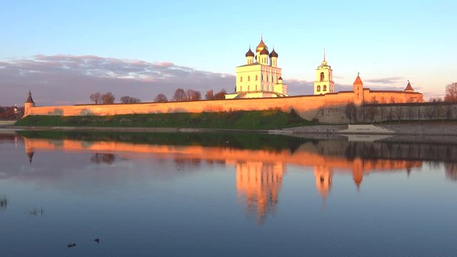 Pskov Kremlin, october evening. Pskov, Russia