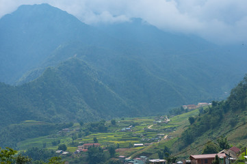 Picturesque Muong Hoa valley with view of rice terraces