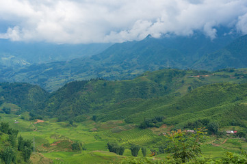 Fototapeta na wymiar Beautiful mountain landscape with rice terraces