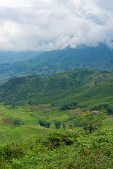 Fototapeta na wymiar Beautiful mountain landscape with rice terraces