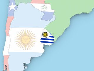 Map of Guyana with flag on globe