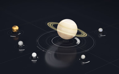 Saturn - planet and moon. This image elements furnished by NASA, 3d Illustration. © tussik