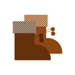 Warm winter boots icon. Vector isolated objects. 