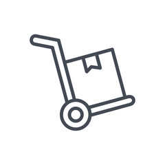 Delivery line icon cart shipping box