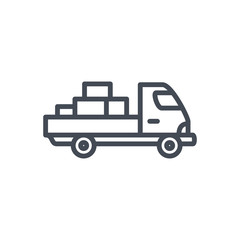 Delivery line icon car courier truck shipping
