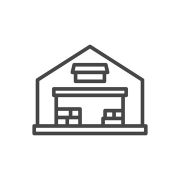 recommend clip art: Delivery line icon storage warehouse
