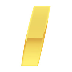 Gold alphabet symbol letter I with gradient reflections isolated on white