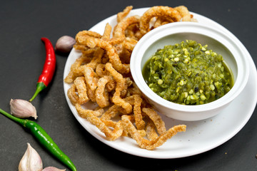 Northern thai green chili dip or call in thai is 