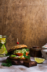 Burger with salted salmon