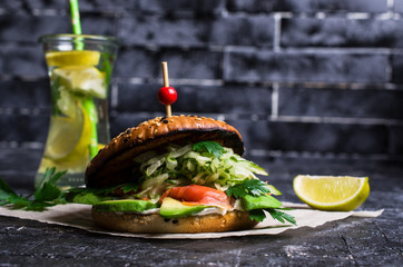 Burger with salted salmon